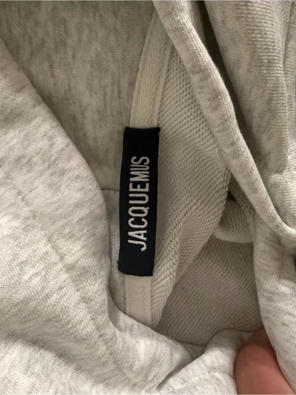 Jacquemus Light Gray Hoodie with Black and Yellow Logo